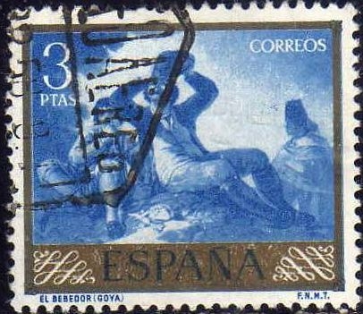 ESPAÑA 1958 1219 Sello Pintor Francisco de Goya y Lucientes El Bebedor Usado Espana Spain Espagne Spagna Spanje Spanien 